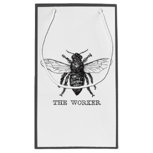 Sacola Para Presentes Pequena Bee Worker Honey Black Bumblebee