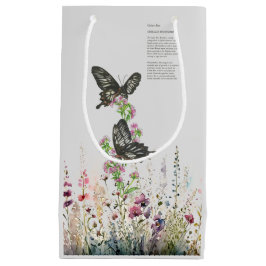 Sacola Para Presentes Pequena Bela borboleta-Rosa de-Ceilão Pintada À Mão