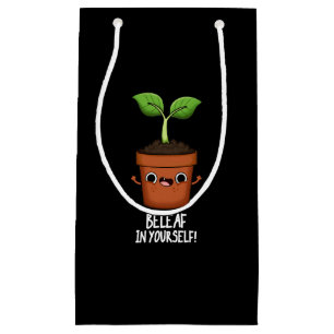 Sacola Para Presentes Pequena Beleaf Em Si Mesma Planta Engraçado Pun Dark BG