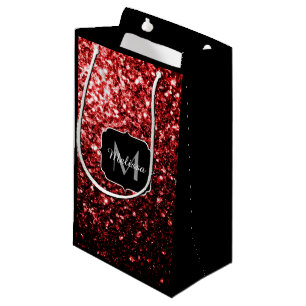 Sacola Para Presentes Pequena Belo Glamor Vermelho brilha Monograma