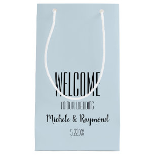 Sacola Para Presentes Pequena Bem-vindo ao nosso casamento PALE BLUE Gift Bags P