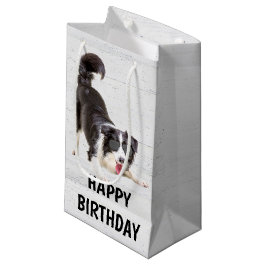 Sacola Para Presentes Pequena Birday Border Collie com óculos de sol