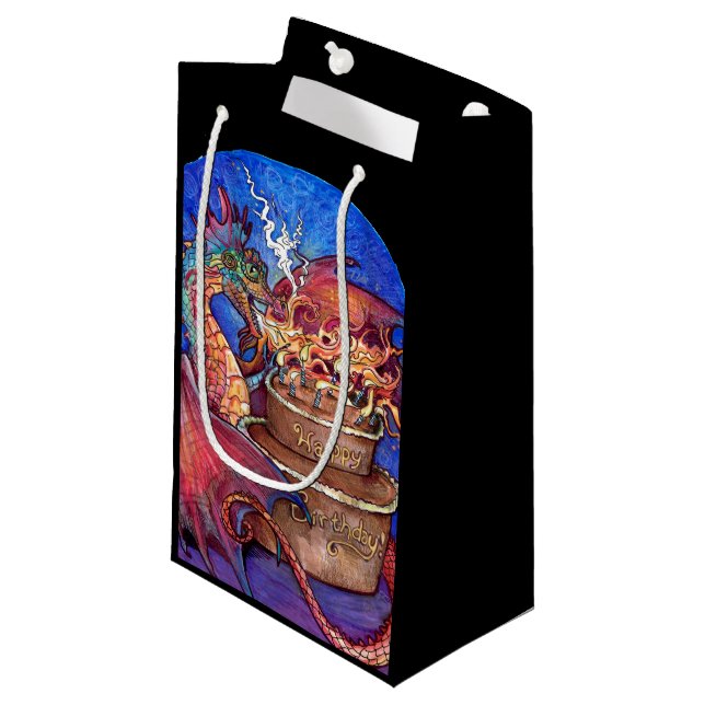 Sacola Para Presentes Pequena Birthday Cake Dragon (Frente inclinada)