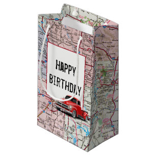 Sacola Para Presentes Pequena Birthday Red Retro Truck no Mapa