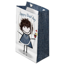 Sacola Para Presentes Pequena Birthday Stick Girl com Cocktail