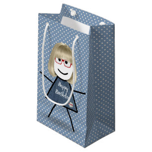 Sacola Para Presentes Pequena Birthday Stick Girl with Hair on Days (Garota de A