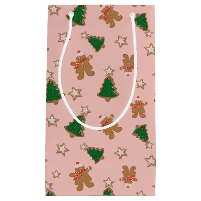 Sacola Para Presentes Pequena Biscoitos de Natal (Frente)