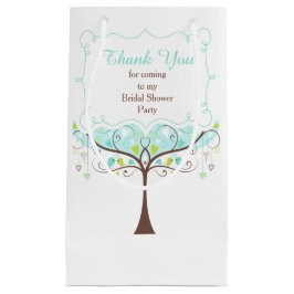 Sacola Para Presentes Pequena Blue and Green Floral Bird Bridal Shower Thank You