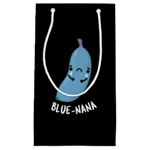 Sacola Para Presentes Pequena Blue-nana Funny Banana Puns Dark BG
