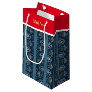 Sacola Para Presentes Pequena Blue Stripe Love Bag da Poeta Adiela Akoo