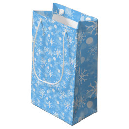 Sacola Para Presentes Pequena Blue Winter Holiday Snowflake Pattert Gift Bag