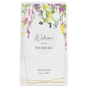 Sacola Para Presentes Pequena Boas-vindas ao casamento geométrico Colorful Wildf
