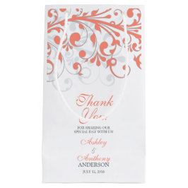 Sacola Para Presentes Pequena Boas-vindas Bag Abstrato Floral Coral Cinza