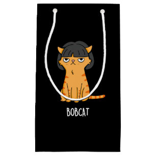 Sacola Para Presentes Pequena Bobcat Funny Cat Bob Hair Pun Dark BG
