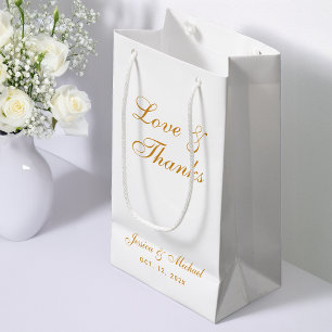Sacola Para Presentes Pequena Boda Simples Amor Agradecimento Dourado Caligrafia