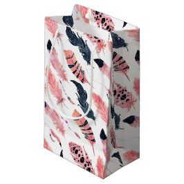 Sacola Para Presentes Pequena Boho Pink Feather