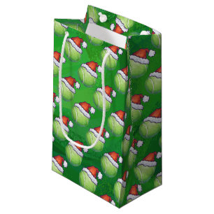 Sacola Para Presentes Pequena Bola De Tênis Verde Em Santa Hat