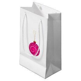 Sacola Para Presentes Pequena Bolha de Natal Rosa Escuro - Pequeno Saco-Presente