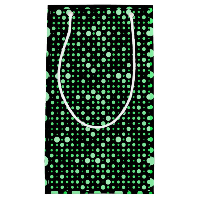 Sacola Para Presentes Pequena Bolinhas 02.Verde. BG preto (Frente)