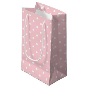 Sacola Para Presentes Pequena Bolinhas Brancas Cor-De-Rosa Esbranquiçada Para A