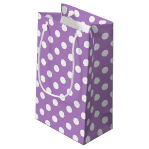 Sacola Para Presentes Pequena Bolinhas brancas sobre este roxo