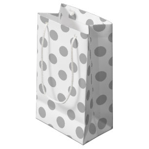 Sacola Para Presentes Pequena Bolinhas cinzentas no branco