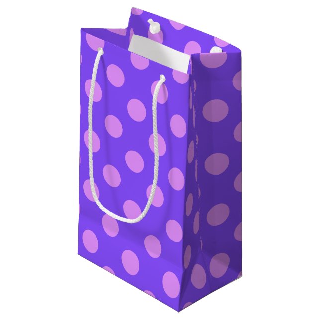 Sacola Para Presentes Pequena Bolinhas de Lilac na periwinkle (Frente inclinada)