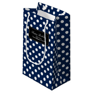 Sacola Para Presentes Pequena Bolinhas dos azuis marinhos personalizadas