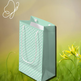 Sacola Para Presentes Pequena bolinhas em verde menta pastel