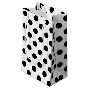 Sacola Para Presentes Pequena Bolinhas pretas em branco