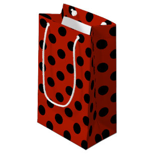 Sacola Para Presentes Pequena Bolinhas pretas em vermelho