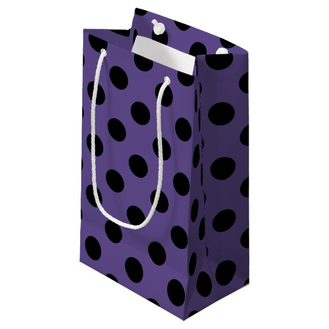 Sacola Para Presentes Pequena Bolinhas pretas no ultravioleta (Frente inclinada)