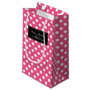 Sacola Para Presentes Pequena Bolinhas Rosa Quente Personalizadas