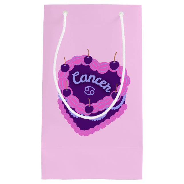 Sacola Para Presentes Pequena Bolo de Nascimento do Cardíaco Zodiac Pastel (Frente)