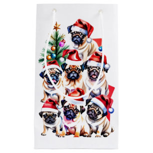 Sacola Para Presentes Pequena Bolsa de Presente da Família Pug