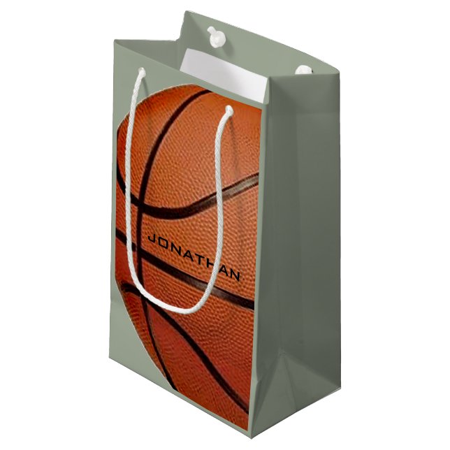 Sacola Para Presentes Pequena Bolsa de Presente de Design de Basquete (Frente inclinada)