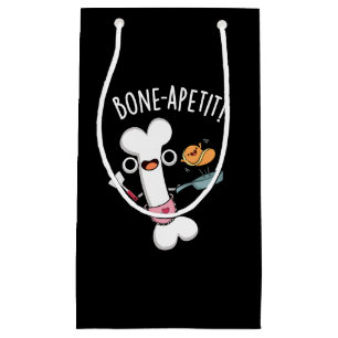 Sacola Para Presentes Pequena Bone Apetit Funny Cozinhar Pun Dark BG