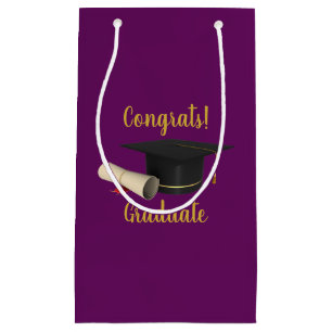 Sacola Para Presentes Pequena Boné de formatura e Formando de Parabéns Diploma