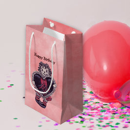 Sacola Para Presentes Pequena Boneca de pano gótica com coração negro no anivers