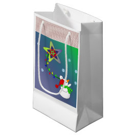 Sacola Para Presentes Pequena Boneco de Neve Luz Estelar
