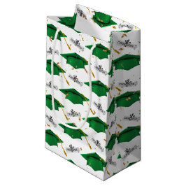 Sacola Para Presentes Pequena Bonés de formatura Verdes com Diplomas