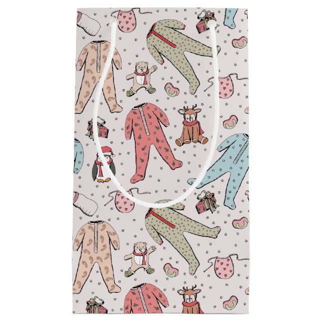 Sacola Para Presentes Pequena Bonitinha Rosa Bonita Natal (Frente)