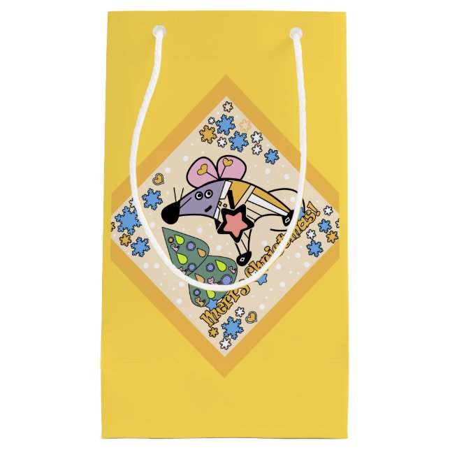 Sacola Para Presentes Pequena Bonitinho de Cartografia do Rato de Símbolo de Nat (Frente)