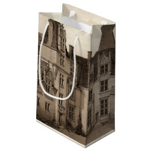 Sacola Para Presentes Pequena Bonito Chateau Francês em Sepia Tones