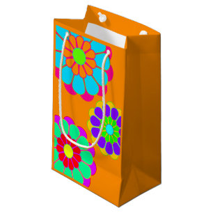 Sacola Para Presentes Pequena Bonito Flower Power Bloom I II III + seu backgr.