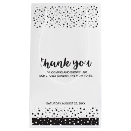 Sacola Para Presentes Pequena Bonito, preto e branco, Obrigado Chá de fraldas