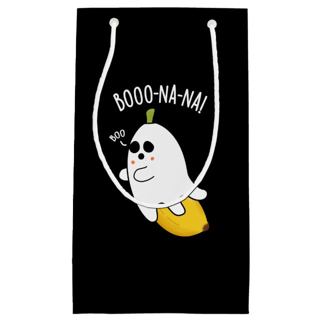 Sacola Para Presentes Pequena Boo-nana Funny Ghost Banana Pun Dark BG (Frente)
