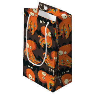 Sacola Para Presentes Pequena Boo Octopus Orange & Black Kids Clothing & Décor