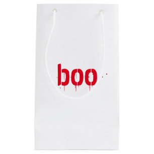 Sacola Para Presentes Pequena Boo vermelho do Dia das Bruxas, sangrento e assust