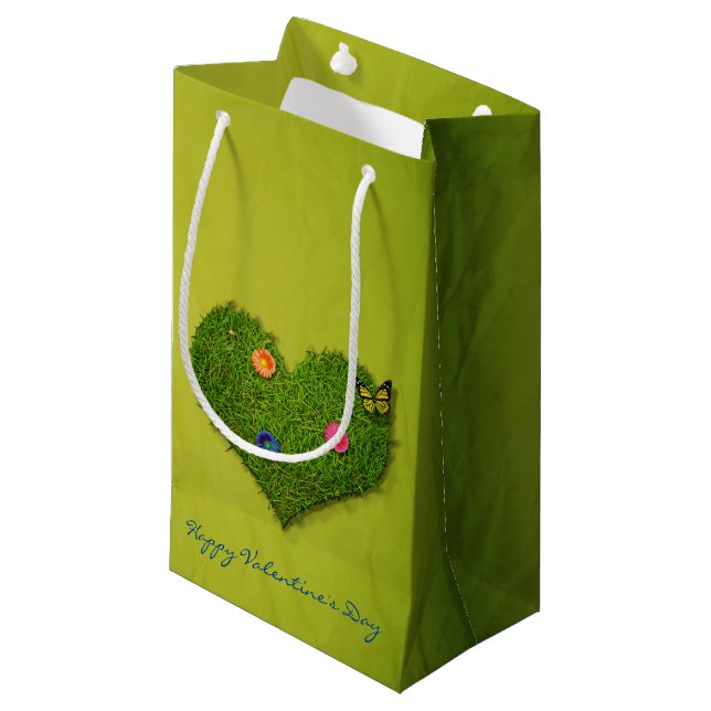 Sacola Para Presentes Pequena Borboleta de Flores de Camada Cardíaca (Frente inclinada)